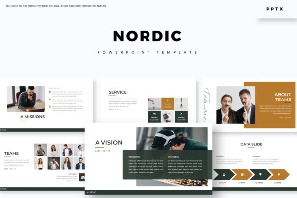 公司介绍/业务展示素材库精选PPT模板 Nordic – Powerpoint Template