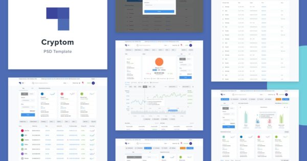 数字加密货币网站设计PSD模板素材库精选