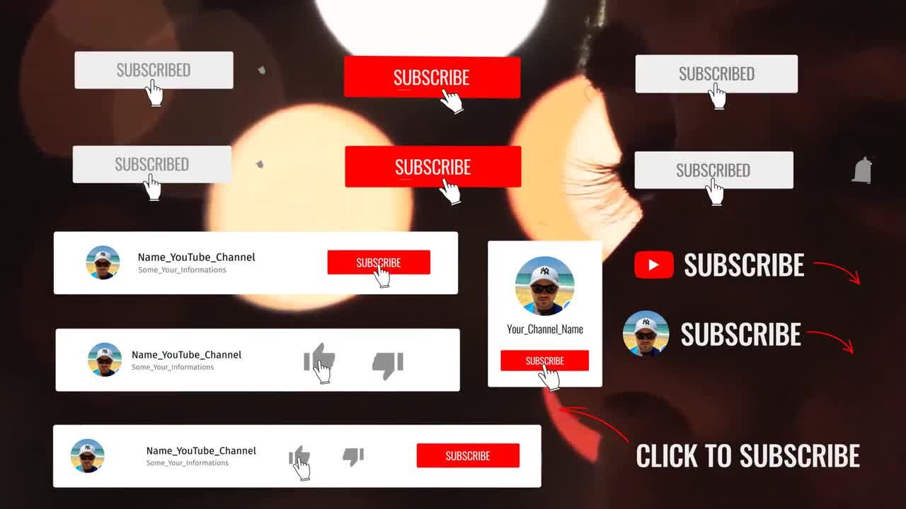 YouTube订阅通知全屏标题素材库精选AE模板