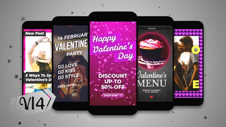 情人节活动Instagram故事制作ae模板