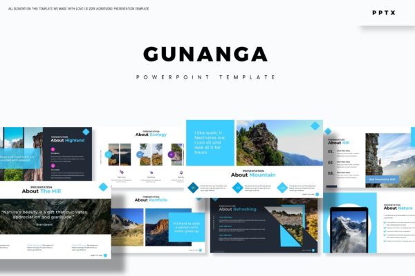 旅游景点介绍PPT幻灯片模板下载 Gunanga – Powerpoint Template