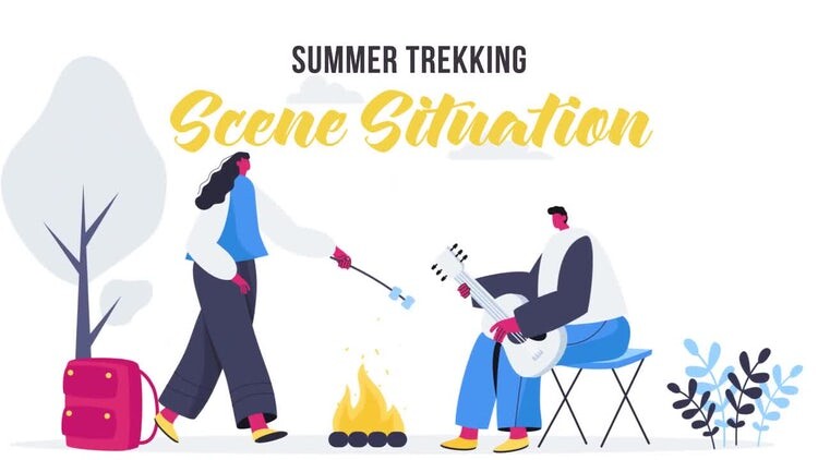 多彩创意的徒步旅行场景动画素材库精选AE模板