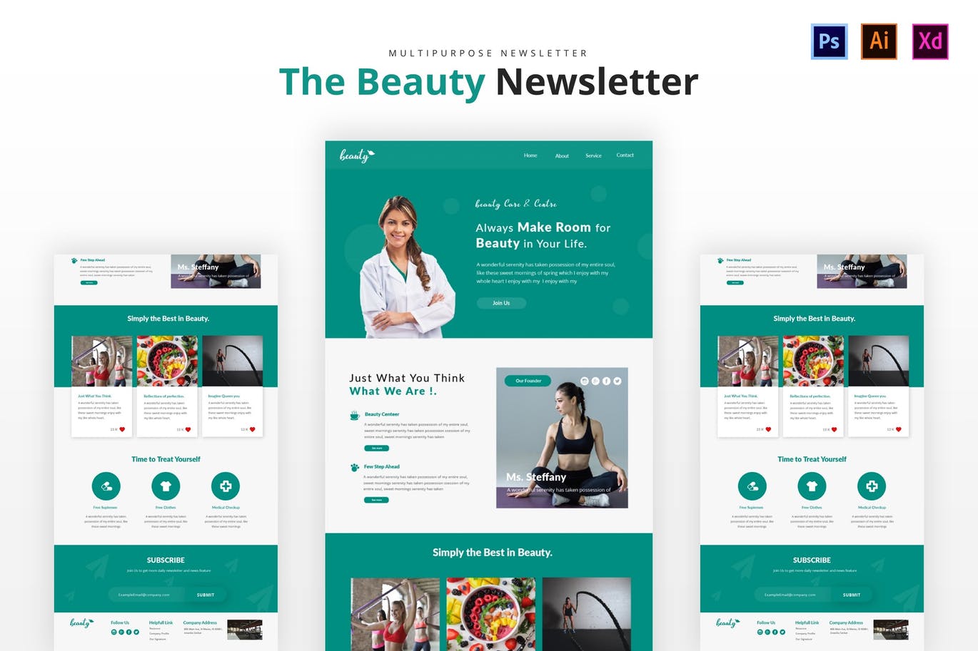 美容护肤品牌网站邮件订阅设计模板 Beauty Newsletter插图