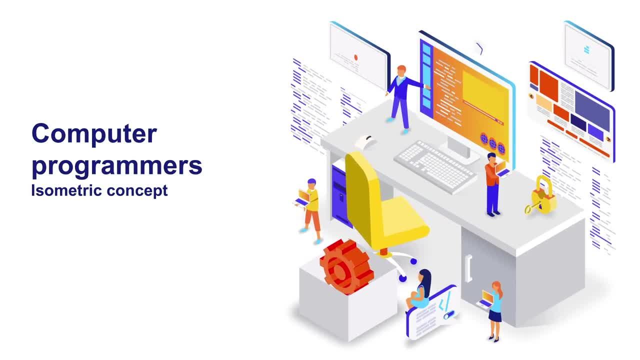 计算机程序员等距概念产品介绍素材库精选AE模板