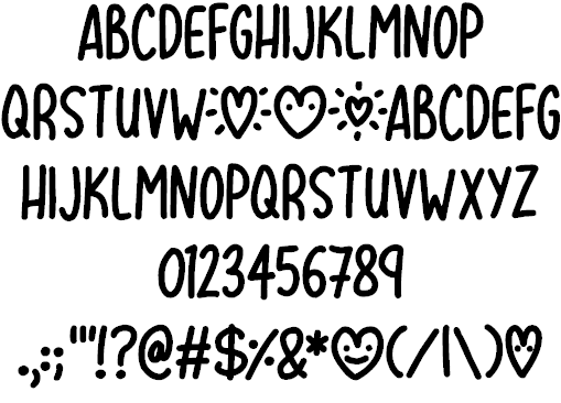 Lovehearts XYZ font插图1 Lovehearts XYZ font插图1