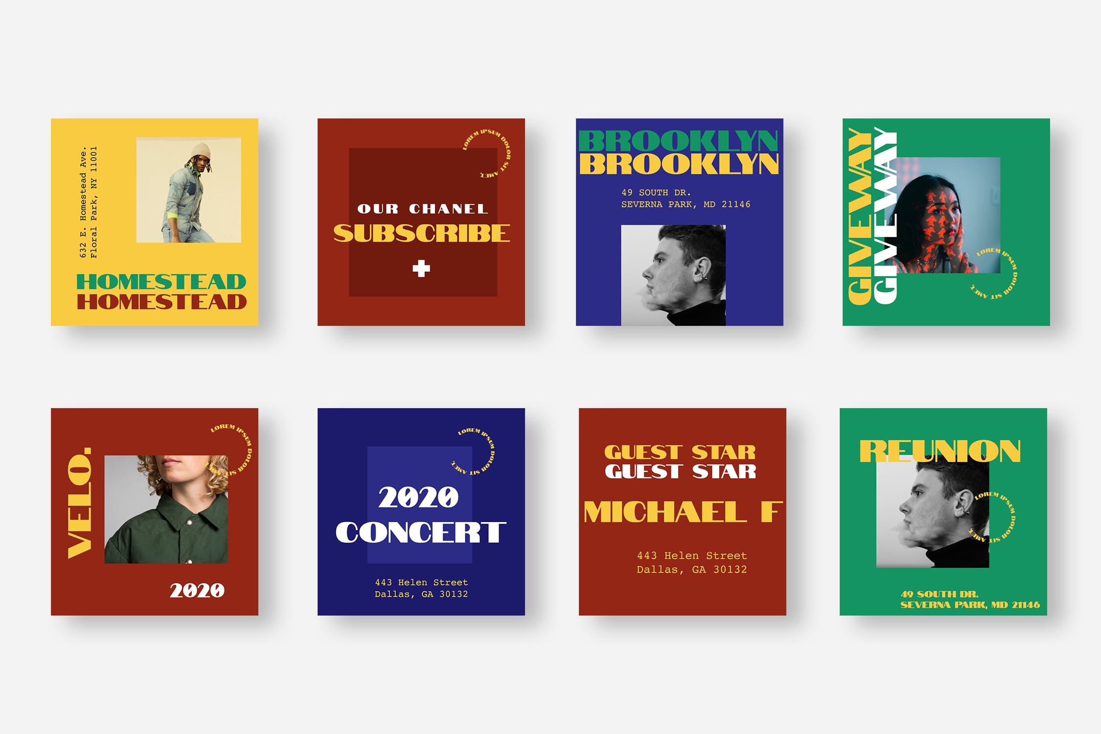 双色调标题版式设计Instagram贴图设计模板素材库精选 Six Duotone Instagram Post Template插图(2)