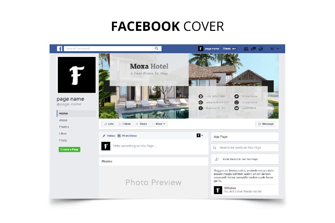 酒店品牌社交媒体平台推广设计素材包 Moxa Hotel Social Media Kit插图(2)