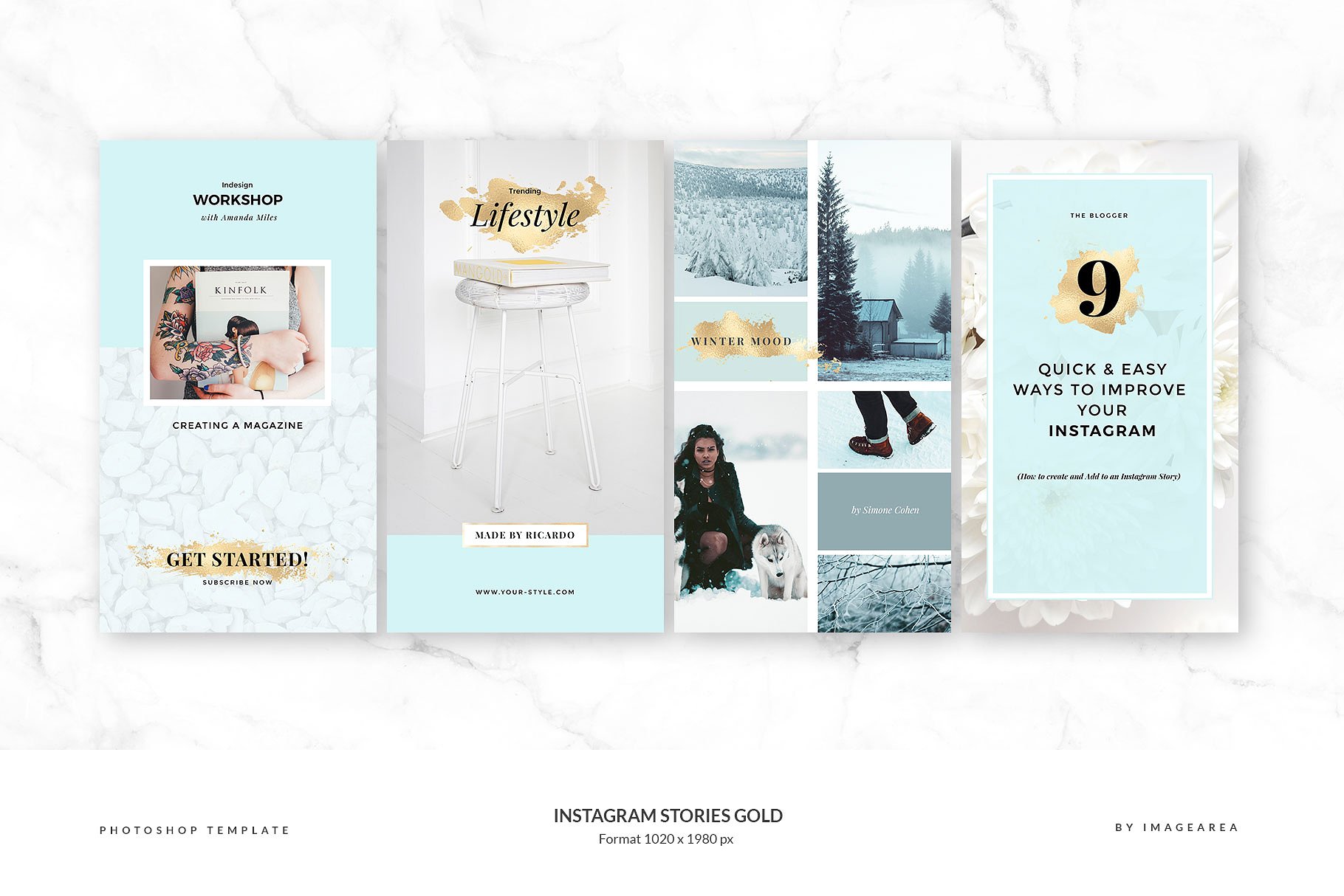 Instagram故事金色风格插图模板素材库精选合集 Instagram Stories Gold插图(2)