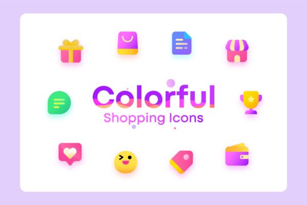 丰富多彩电子商务购物矢量素材库精选图标 Colorful Shopping, ecommerce Illustration Icons
