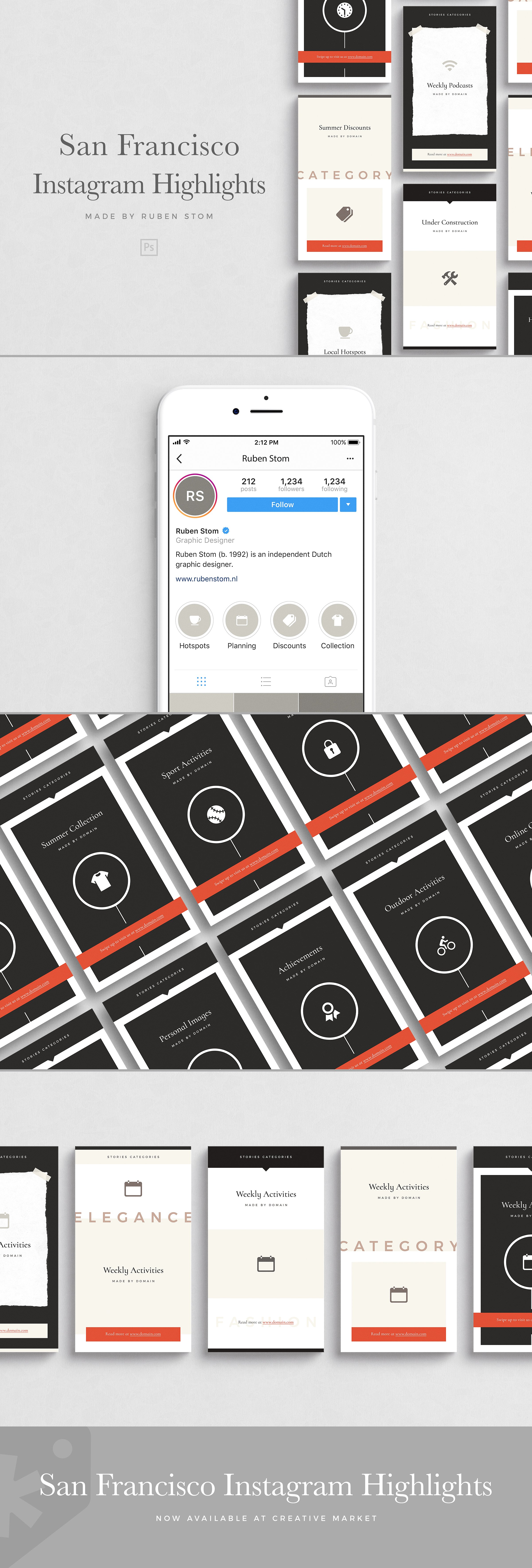 Ins社交电商热点贴图模板素材库精选 San Francisco Instagram Highlights插图