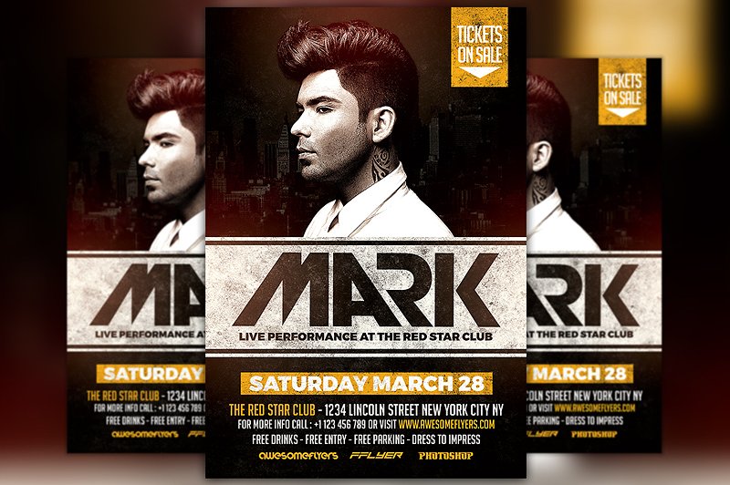 电子音乐DJ派对宣传传单模板 Live Electro DJ Flyer Template插图