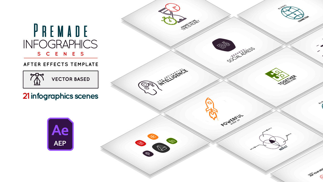 精美创意的预制信息图形场景素材库精选AE模板