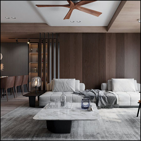 现代中式客厅场景素材之家精选3D模型By NguyenHa 4