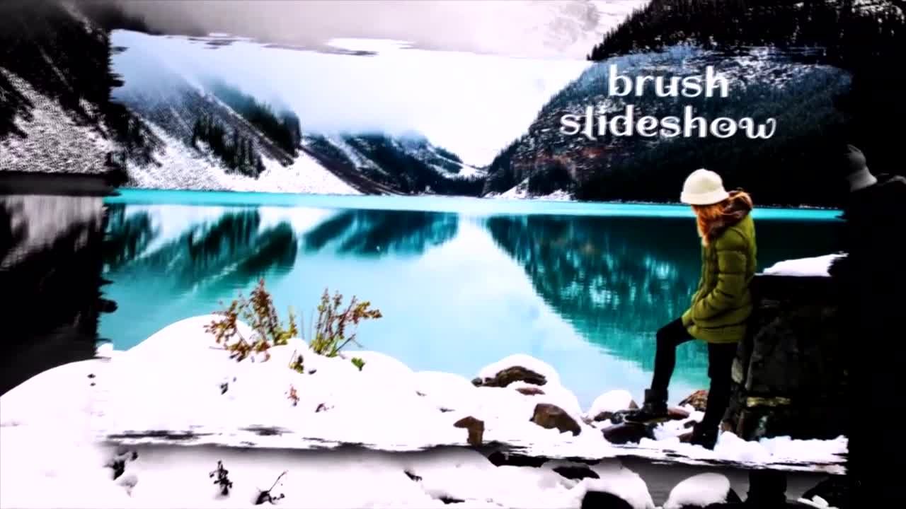 专业的幻灯片笔刷遮挡照片显示素材库精选AE模板