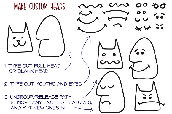Kookyheads – a dingbat doodle font!插图2