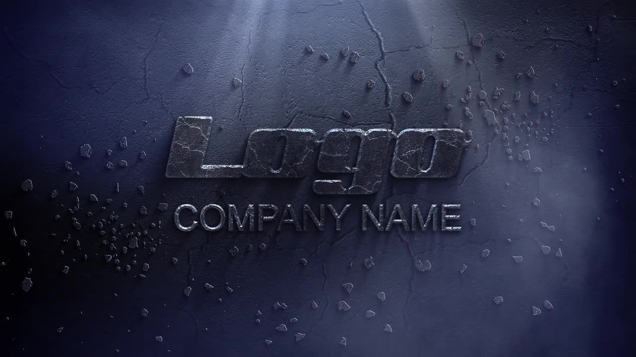 黑暗中的石头徽标显示素材库精选AE模板