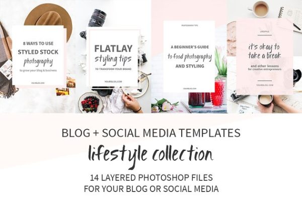 博客+社交媒体图片模板素材库精选 Blog + Social Media Image Templates