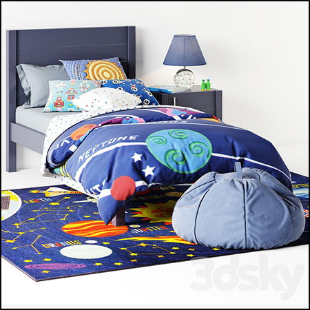 海洋蓝色风格儿童床套装素材之家精选3D模型