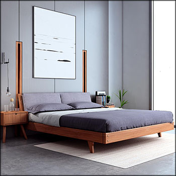 现代红木设计床板双人大床素材之家精选3D模型下载