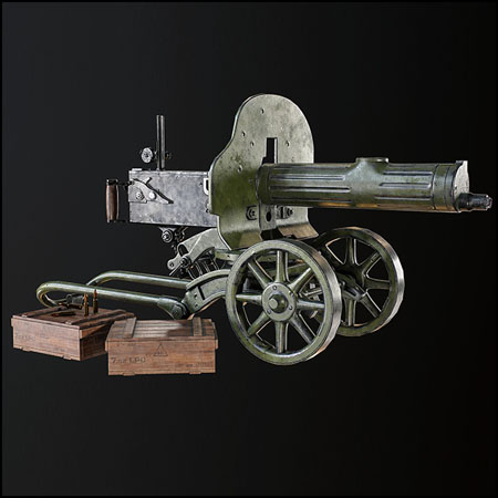 复古马克沁重机枪素材之家精选3D模型