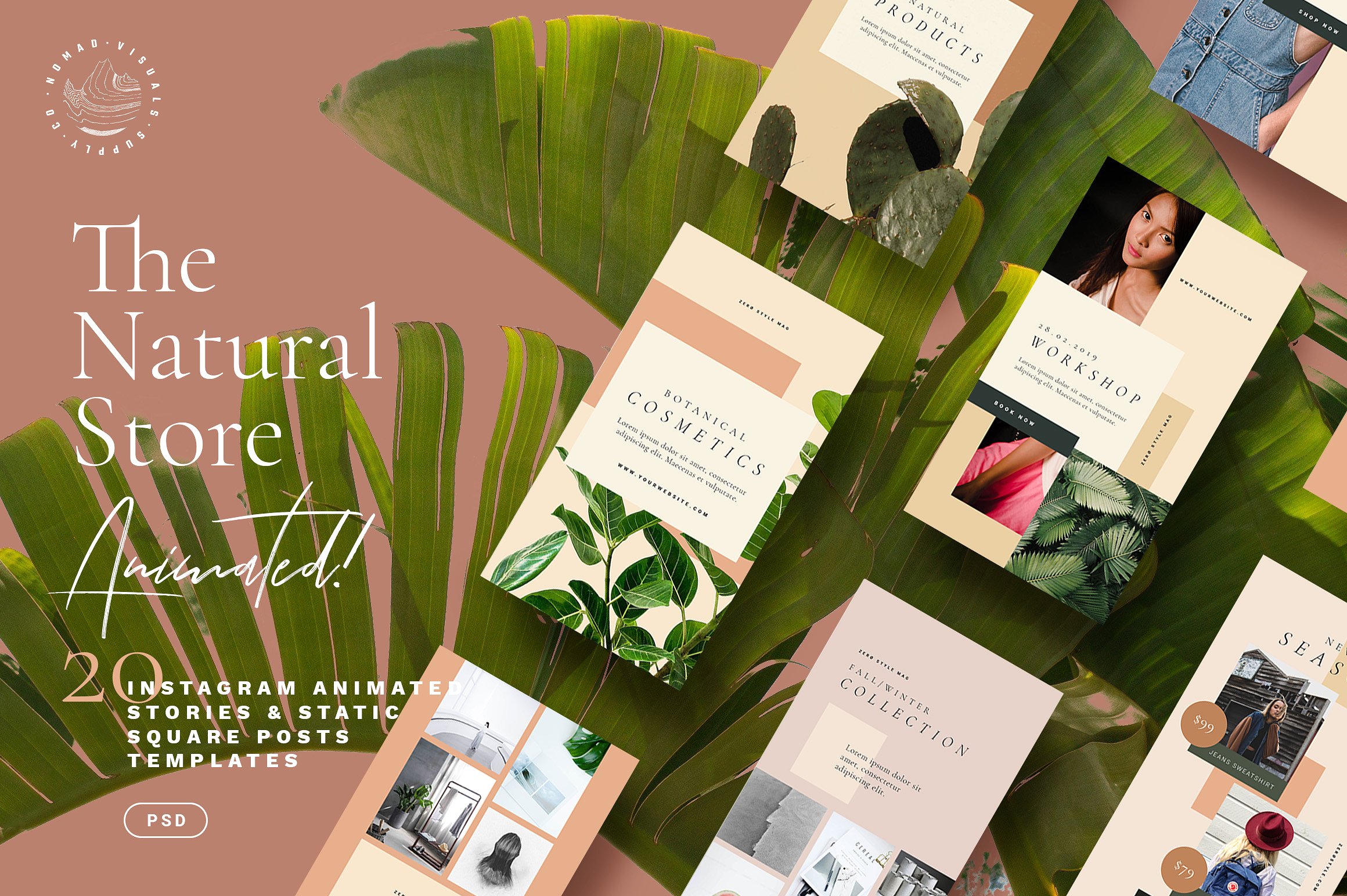 时尚高端Instagram故事动画模板素材库精选 Natural Store Animated Stories [psd]插图