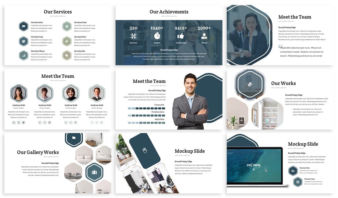 简约设计风格企业里程碑/企业宣传PPT模板下载 Acutus – Hexagon Powerpoint Template插图(2)