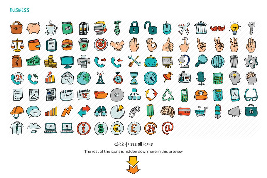1000枚手绘涂鸦图标 1000 Hand Drawn Doodle Icons插图(4)