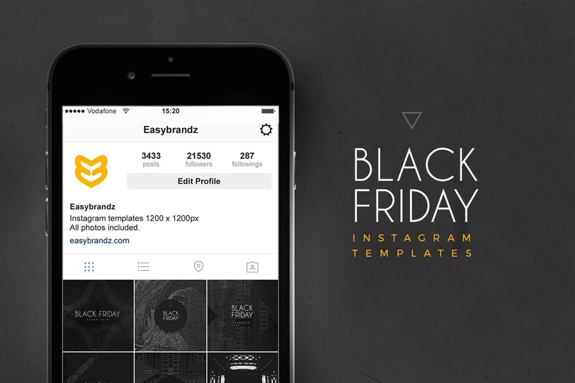 黒五购物节Instagram社交设计素材 Instagram Black Friday Templates插图