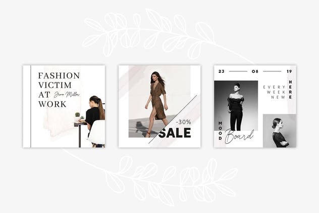 社交新媒体时尚潮流主题广告PSD动画模板v1 ANIMATED Instagram Posts – Pure插图(6)