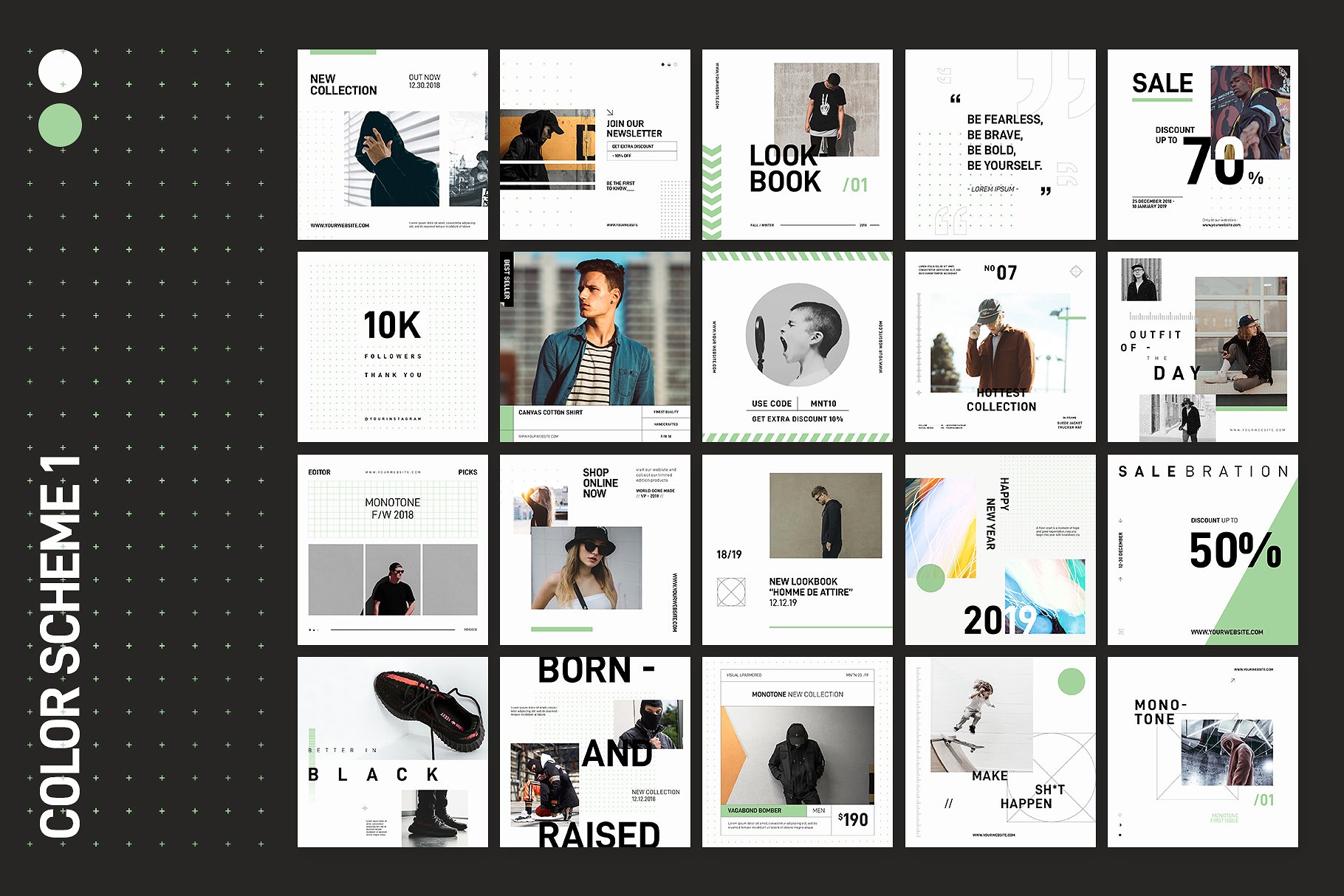 Instagram社交电商促销广告Banner模板 Monotone Streetwear Instagram Bundle插图(5)