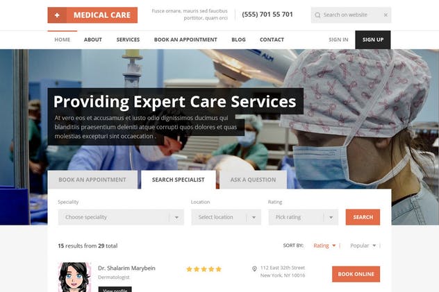 医疗保健医学主题网站设计PSD模板素材库精选 Medical Care – Medical PSD Template插图(2)