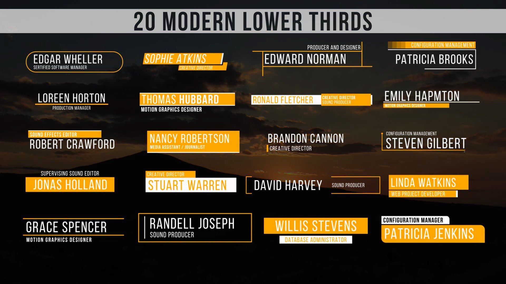 20个现代低三分之二标题素材库精选AE模板