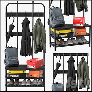 小型衣帽架鞋架包含衣服 雨伞鞋包3DMAX模型