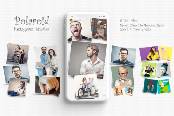 宝丽来风格照片贴图Instagram故事模板素材库精选 Polaroid Photo Instagram Stories