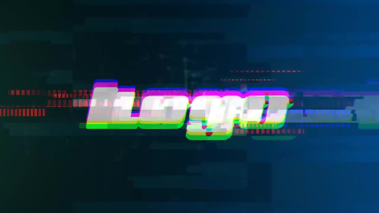 炫酷的毛刺徽标动画展示素材库精选AE模板