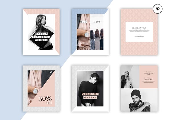 72个现代简洁多功能社交媒体新媒体贴图模板素材库精选 MALINA Social Media Pack & 20 Pattern插图(11)