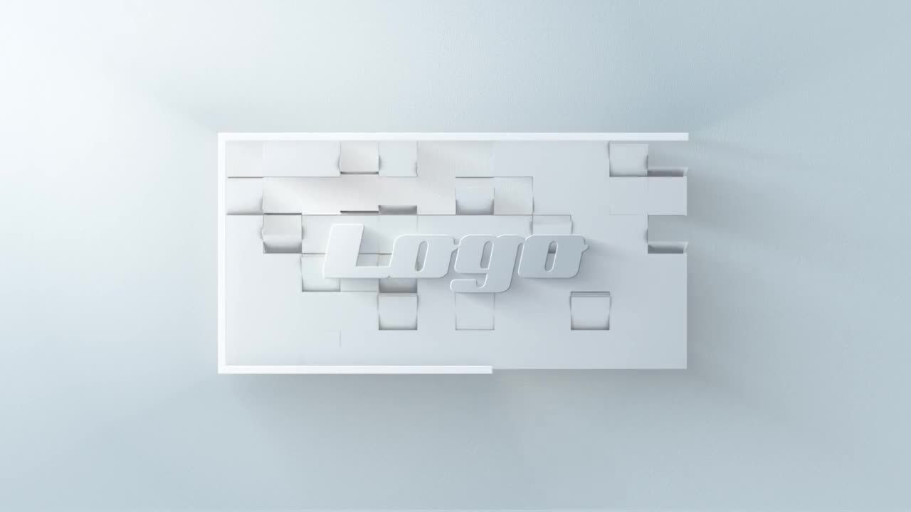 带有阴影的白色形状Logo图标Ae模板