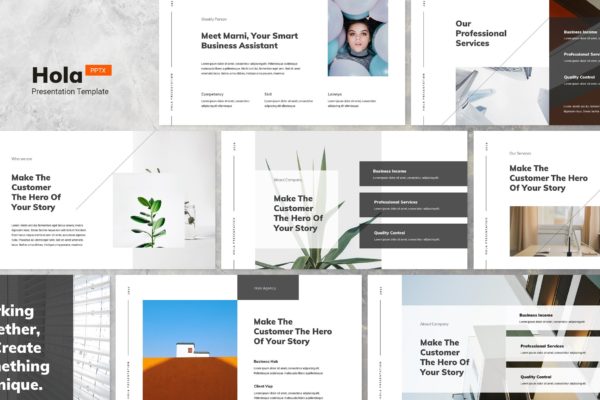 极简创意品牌宣传介绍PPT设计模板 Hola – Minimal &amp; Creative Powerpoint Template