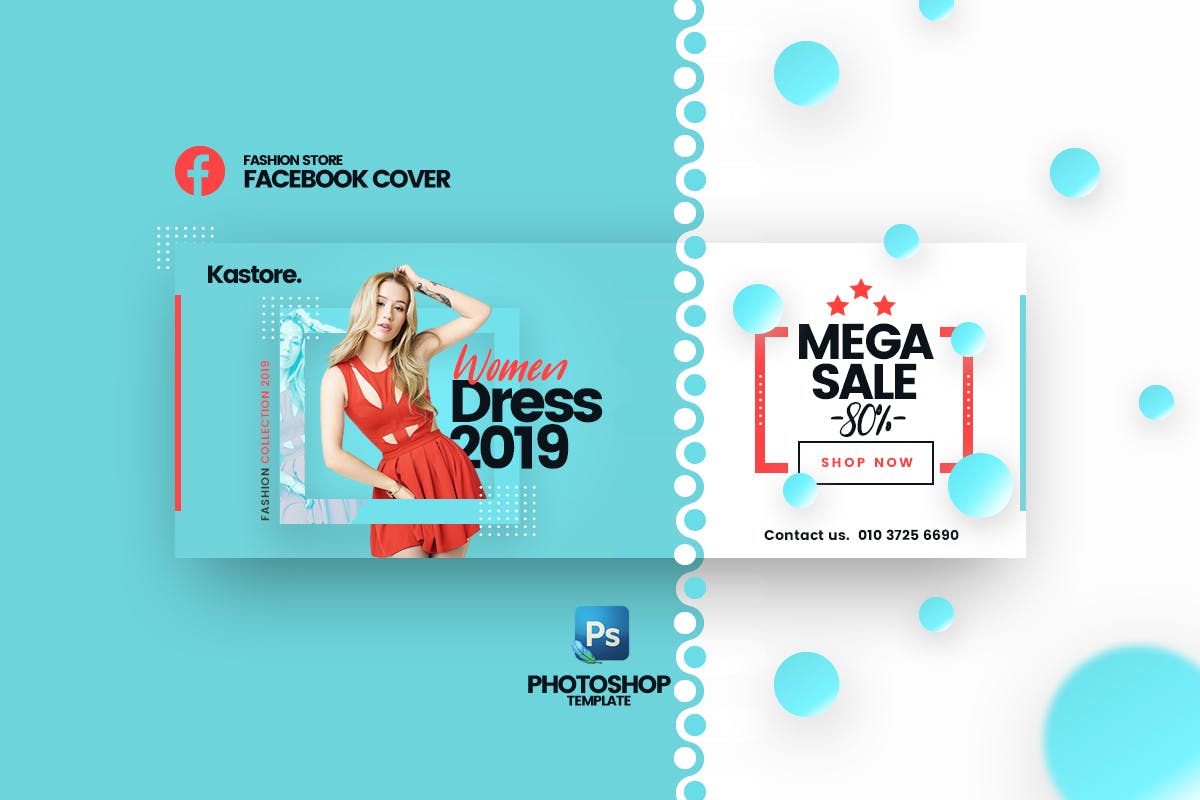 Kastore-时尚服饰促销广告Facebook封面设计模板素材库精选 Kastore – Fashion Store Facebook Cover template插图