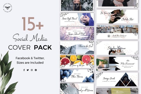 15+社交媒体封面创意设计模板素材库精选 Social Media Cover Template