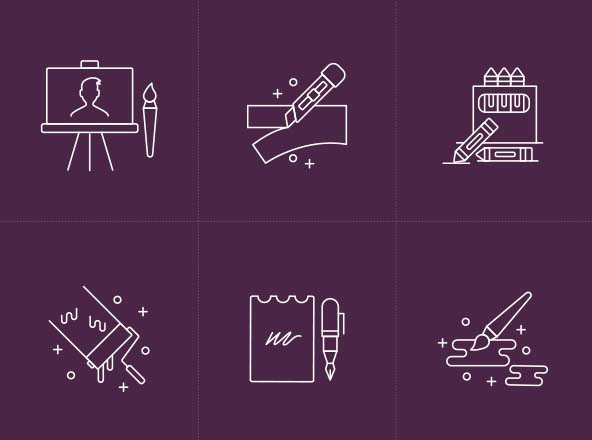 设计&amp;艺术创作工具矢量线性素材库精选图标 Design &amp; Art Tools Icon Set