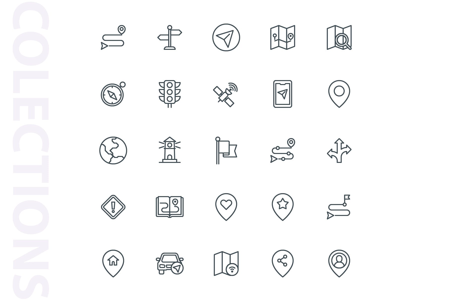 25枚地图导航主题矢量线性素材库精选图标 Map & Navigation Lineart插图(3)