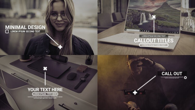 12个现代简约的标注标题素材库精选AE模板