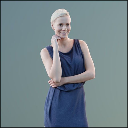 穿着蓝色连衣裙的女人素材之家精选3D模型