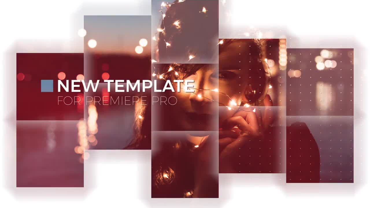 方块拼贴照片展示幻灯片素材库精选pr模板