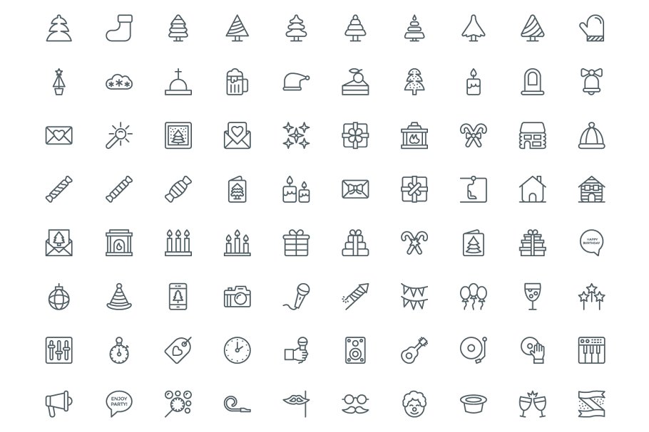 590枚派对和庆祝活动主题线条图标 590 Party and Celebrations Line Icon插图(4)