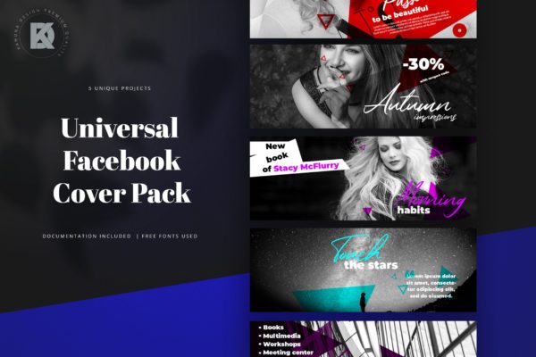 行业通用Facebook主页Banner设计模板素材库精选 Facebook Cover Banners Pack