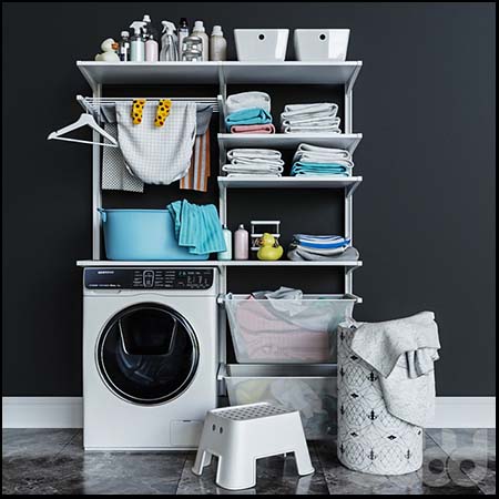 壁挂式卫生间储物架和卫生间用品素材之家精选3D模型