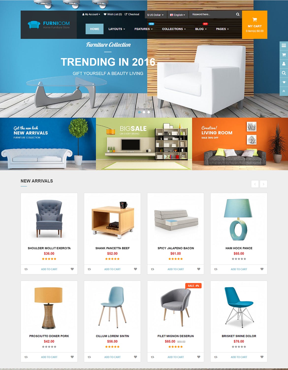 家具家装网上商城HTML模板素材库精选 Furnicom – Furniture & Interior HTML Template插图(1)