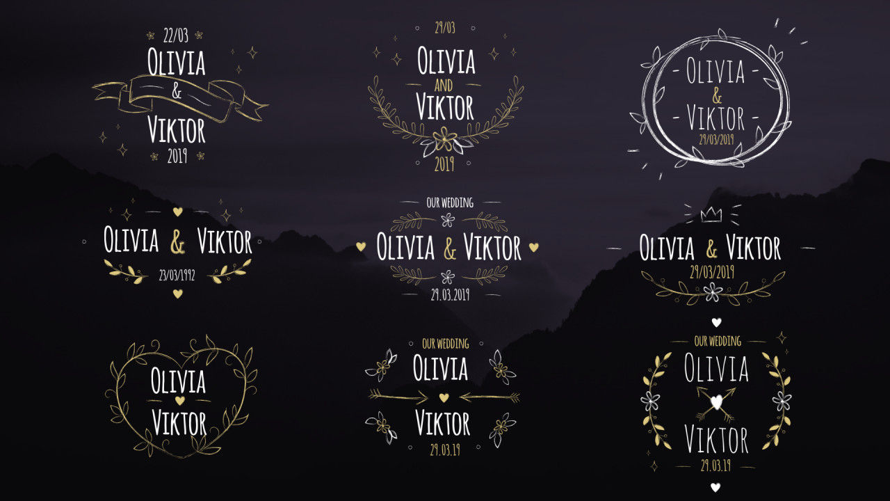 9个优雅的婚礼标签动画PR模板